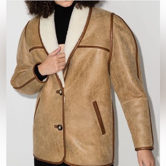 New-ISABEL MARANT Etoile 
Anawa Shearling Jacket - Beige - Picture 1 of 16